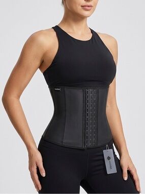 NWT Yianna Latex Waist Trainer Corset Black Women’s Large